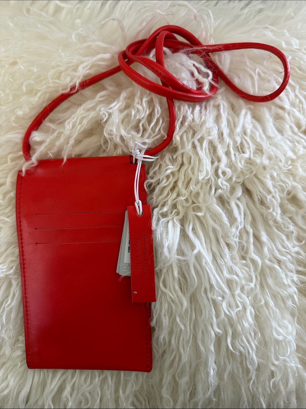 COS Red Orange Leather Cardholder/accessory carrier